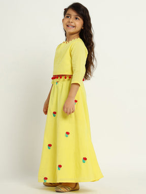 Yellow Tulip Top & Skirt Set