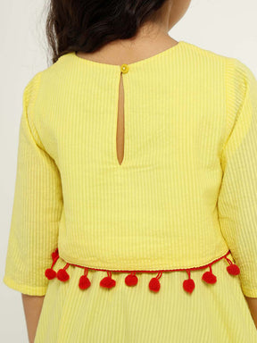 Yellow Tulip Top & Skirt Set