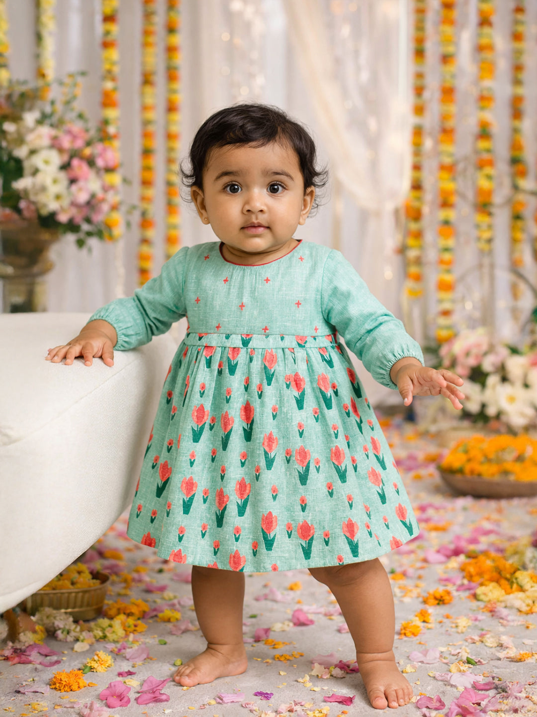 Green Tulip Bodysuit and Skirt Set- Newborn