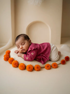 Pink Angrakha Top Pant Set