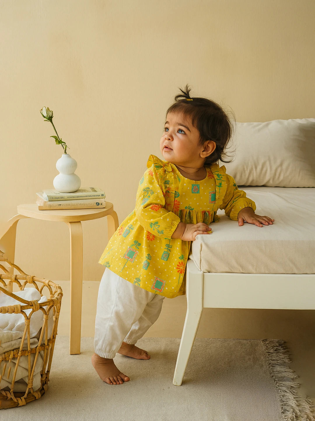 Yellow Bandhani Top and Bottom Set