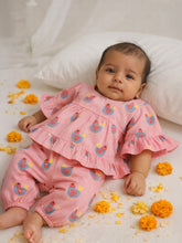 Printed Pink Kaftan Top and Pant Set