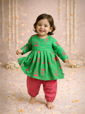 Quilted Printed Angrakha Dress Pant Set