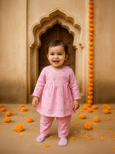 Tassel Twirl Pink Angrakha & Petal Pant Set