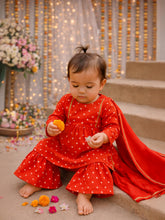 Red Bandhani Print Sharara Set with Dupatta