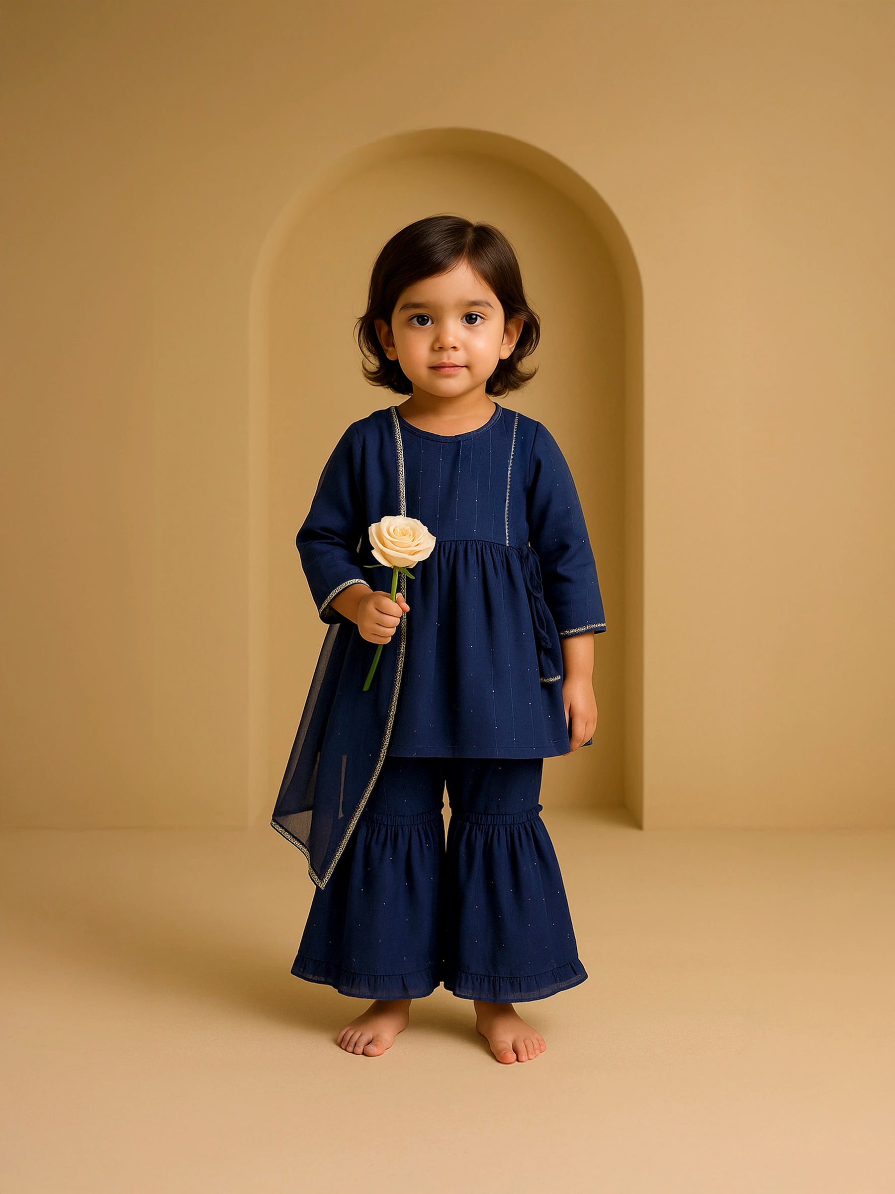 Blue Sequin Sharara Set