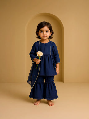Blue Sequin Sharara Set