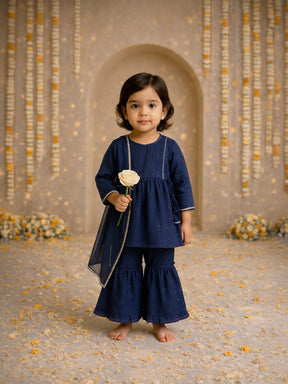 Blue Sequin Sharara Set