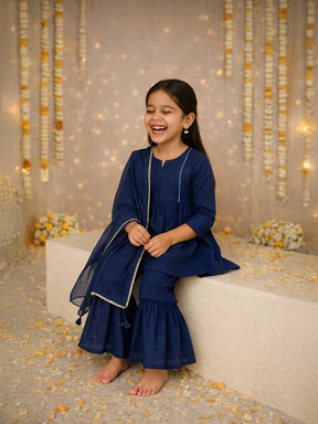 Blue Sequin Sharara Set