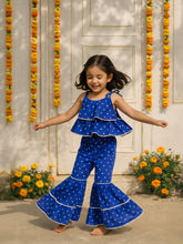 Blue Twirl Bandhani Sharara Set