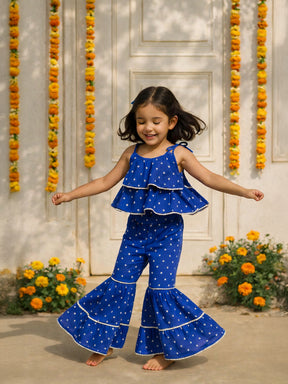 Blue Twirl Bandhani Sharara Set