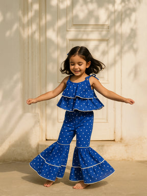Blue Twirl Bandhani Sharara Set