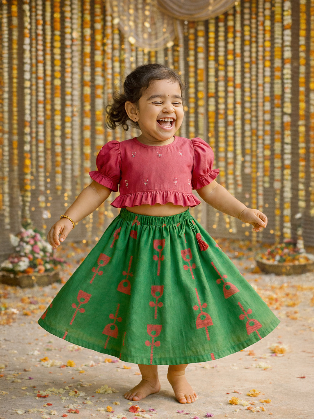 Festive Twirl Skirt Top Set