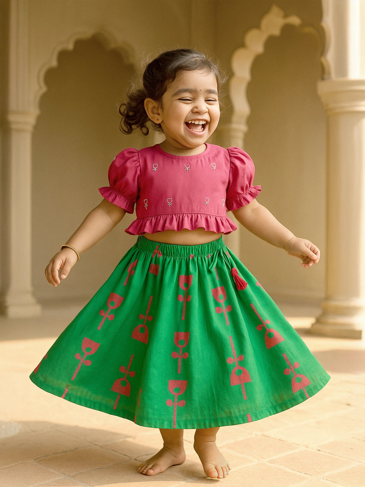 Festive Twirl Skirt Top Set