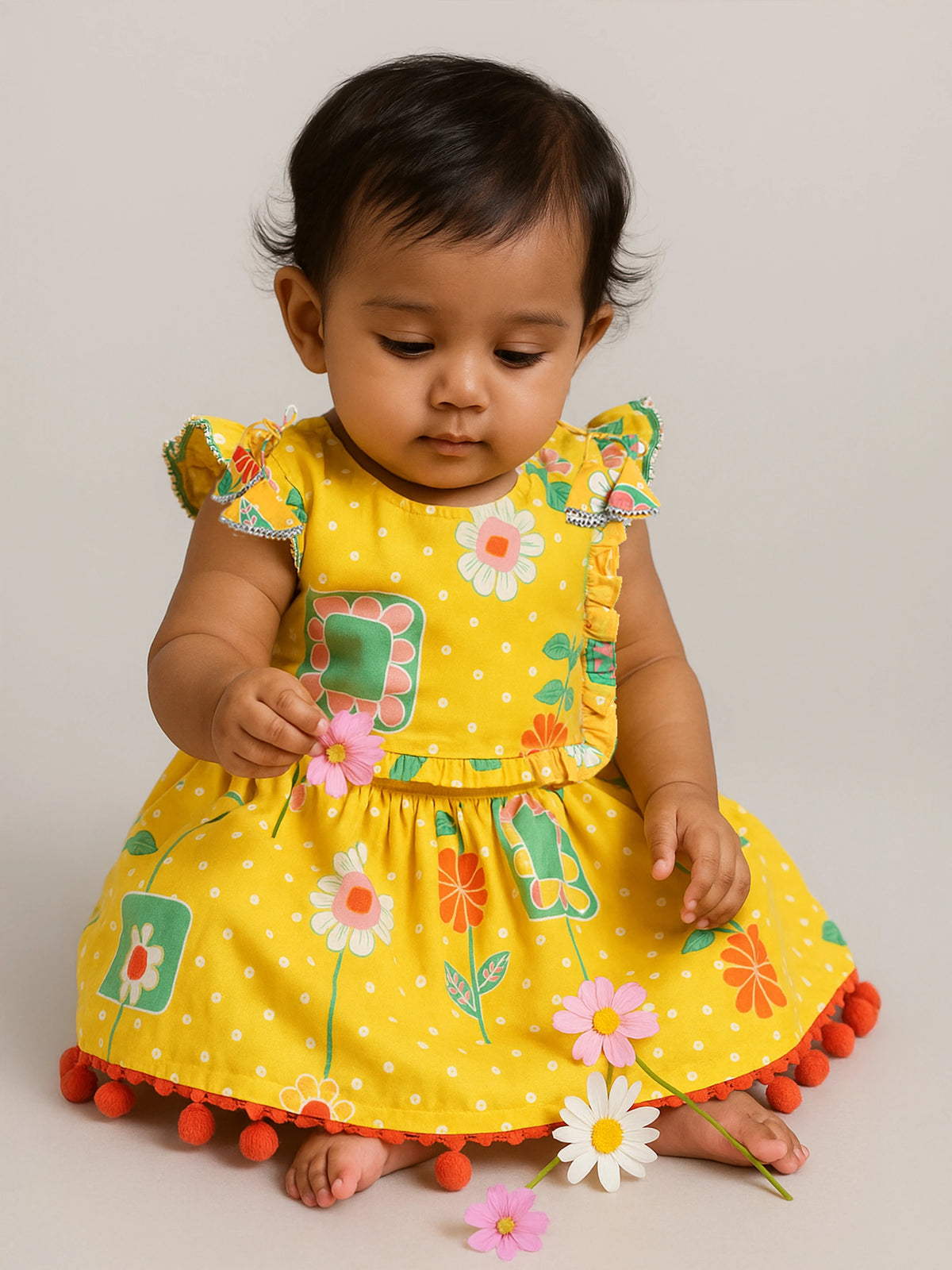 Yellow Bandhani Print Skirt Top Set