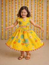 Yellow Bandhani Print Skirt Top Set