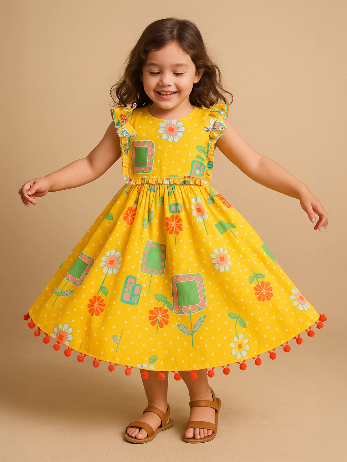 Yellow Bandhani Print Skirt Top Set