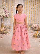 Pink Top and Printed Skirt Set