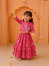 Pink Pinwheel Embroidered Top & Skirt Set