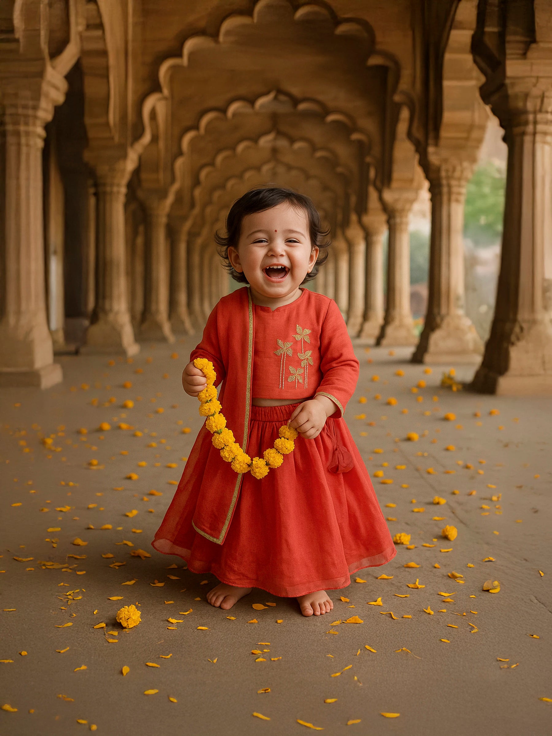 Zari Embroidered Top and Skirt Set with Dupatta