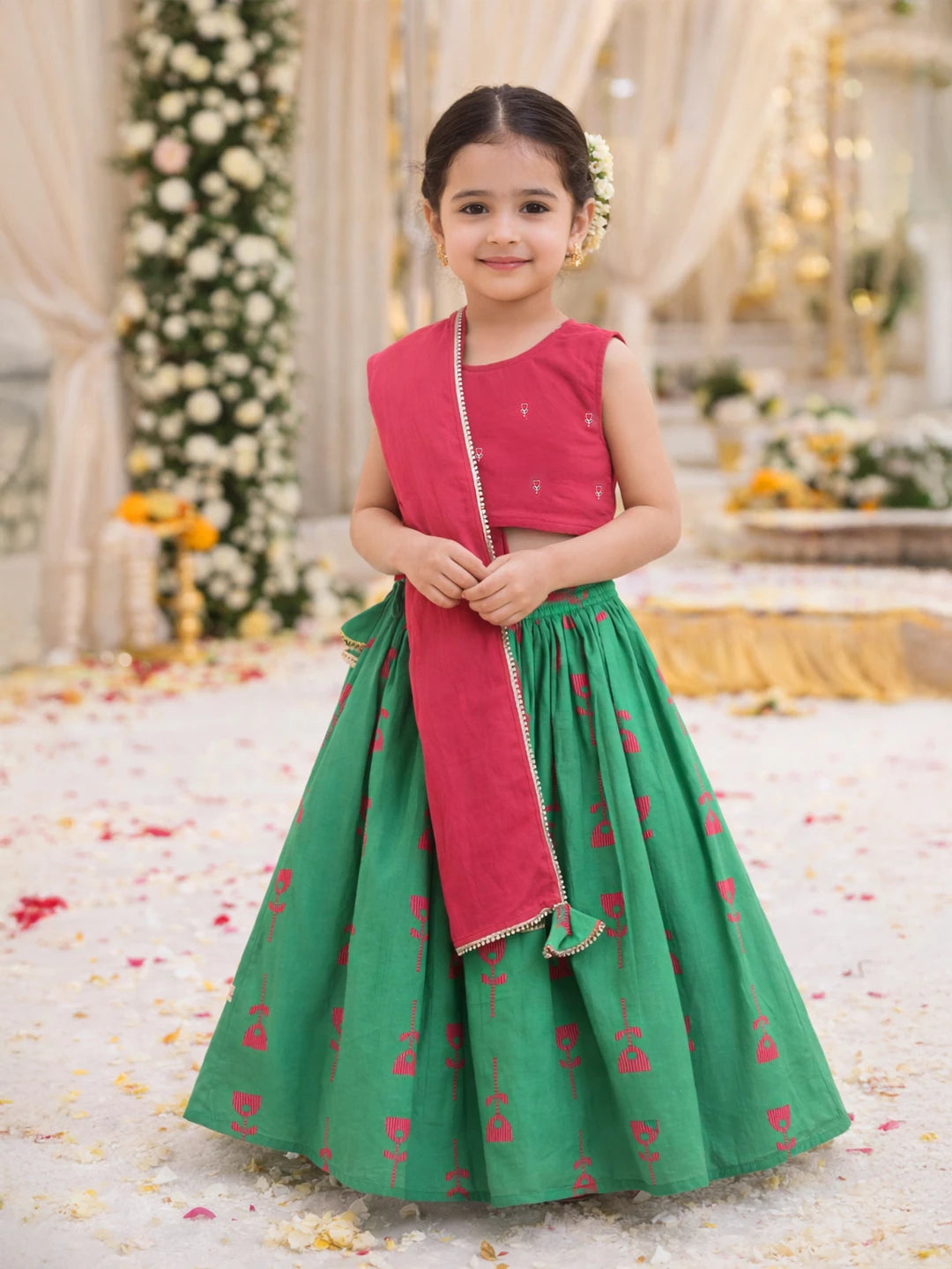 Printed Skirt Top with Dupatta Dress