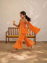 Orange Printed Sharara Set with Dupatta