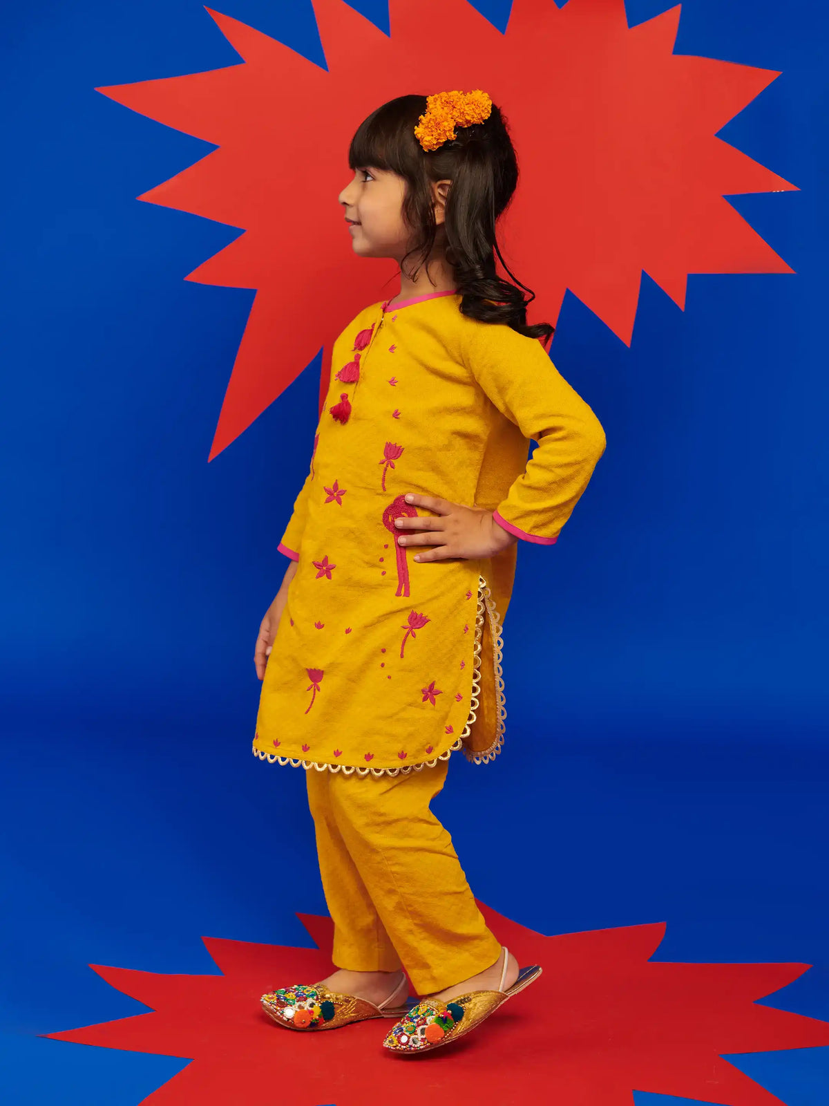 Kesari Tassel Girls Kurta Set Somersault