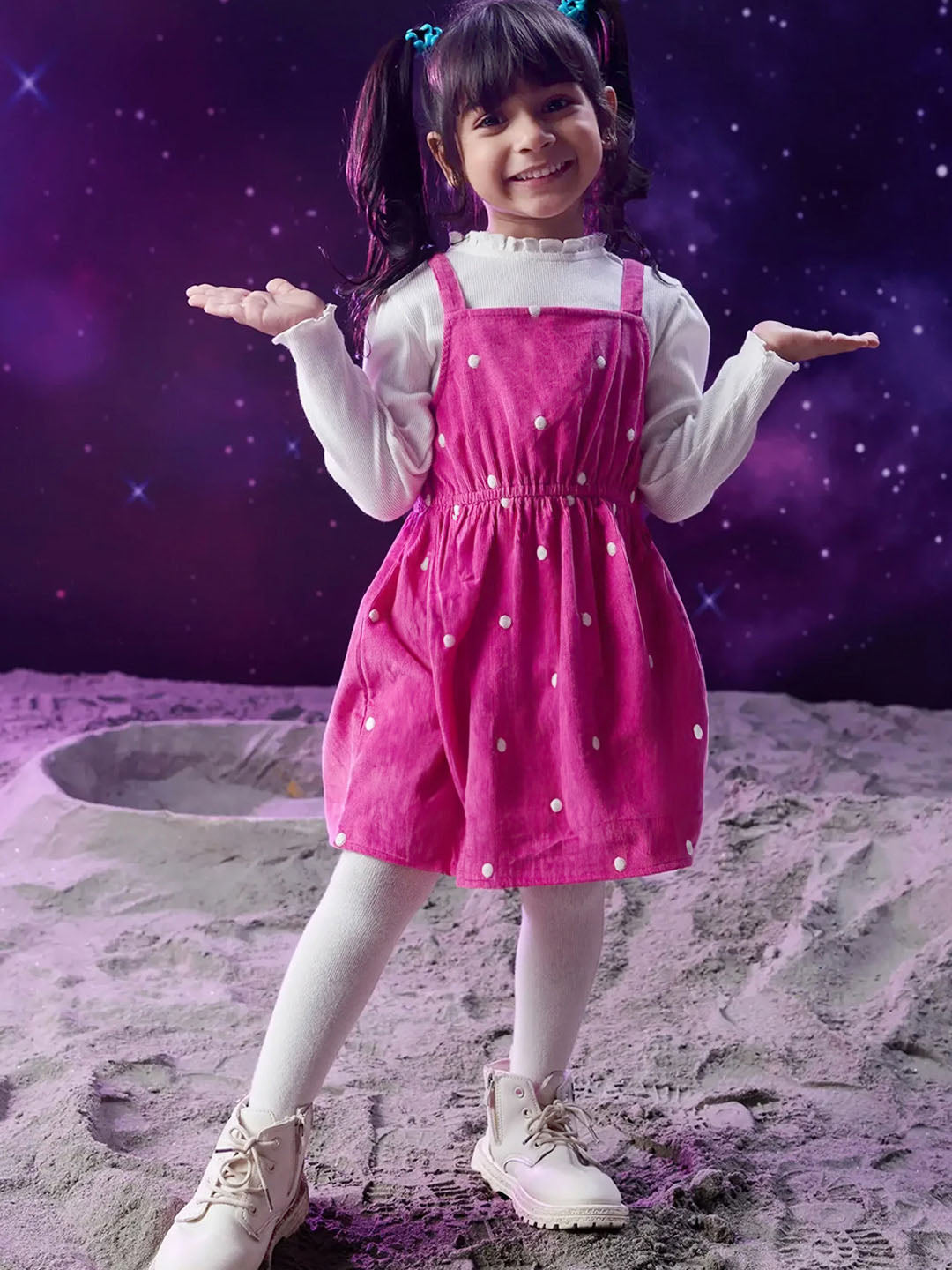 Pink Corduroy Dress With Tee