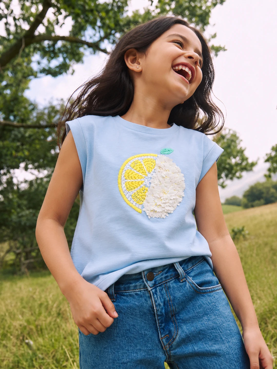 Applique Powder Blue Top