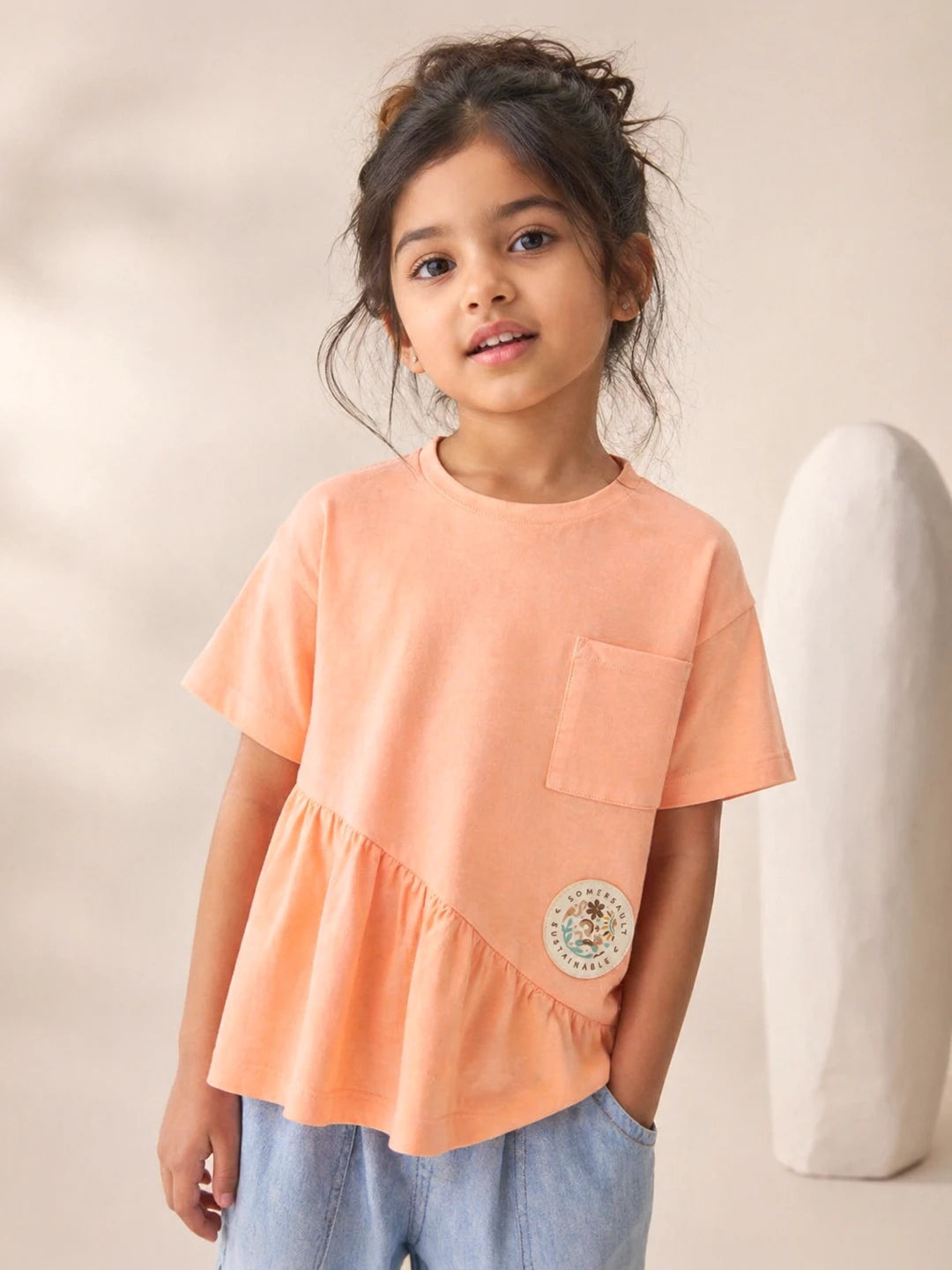 Peach Ruffle Cotton Top