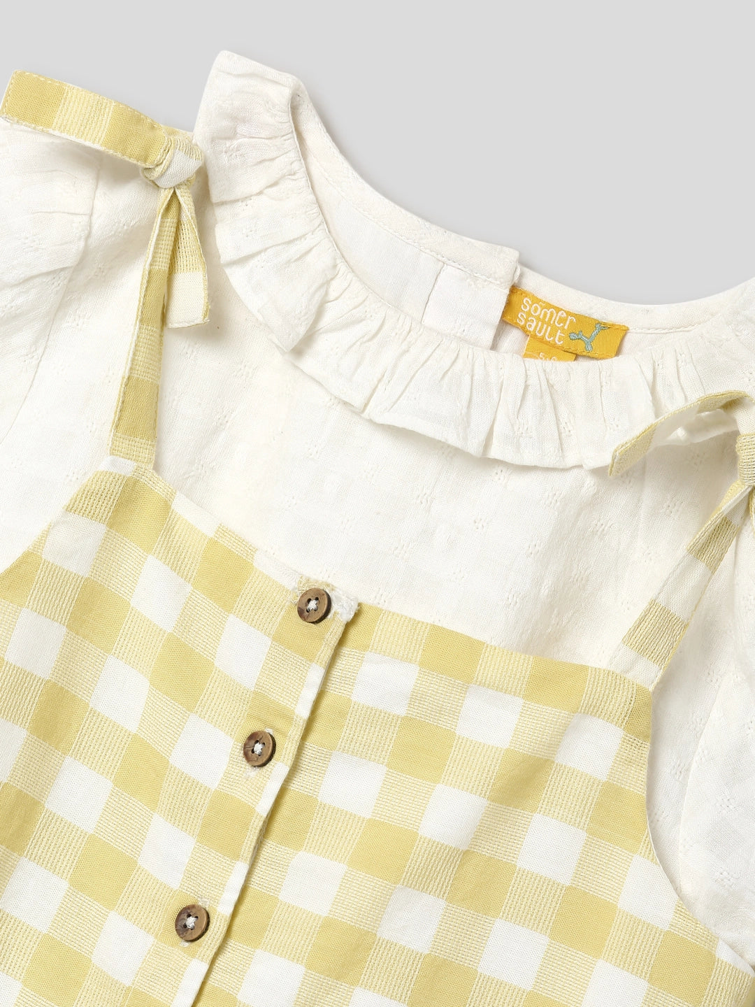 Yellow Check Schiffli Romper Somersault