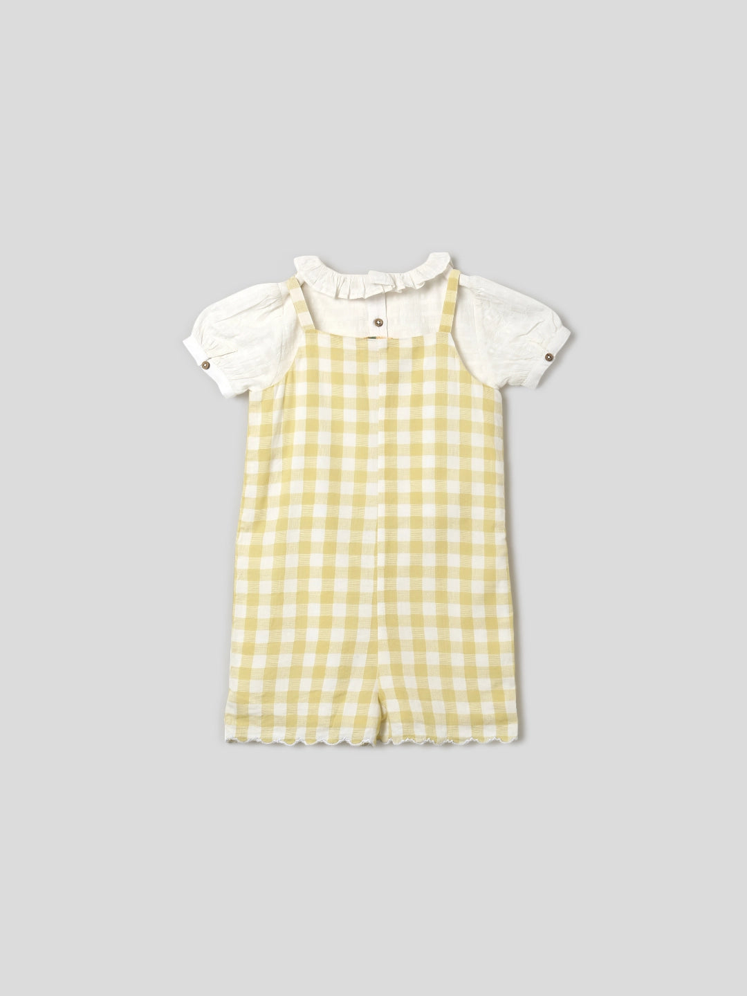 Yellow Check Schiffli Romper Somersault