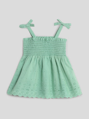 Green Smocked Schiffli Dress Somersault