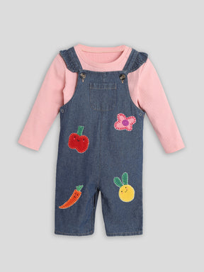 Fruity & Floral Denim Romper with Bodysuit Somersault