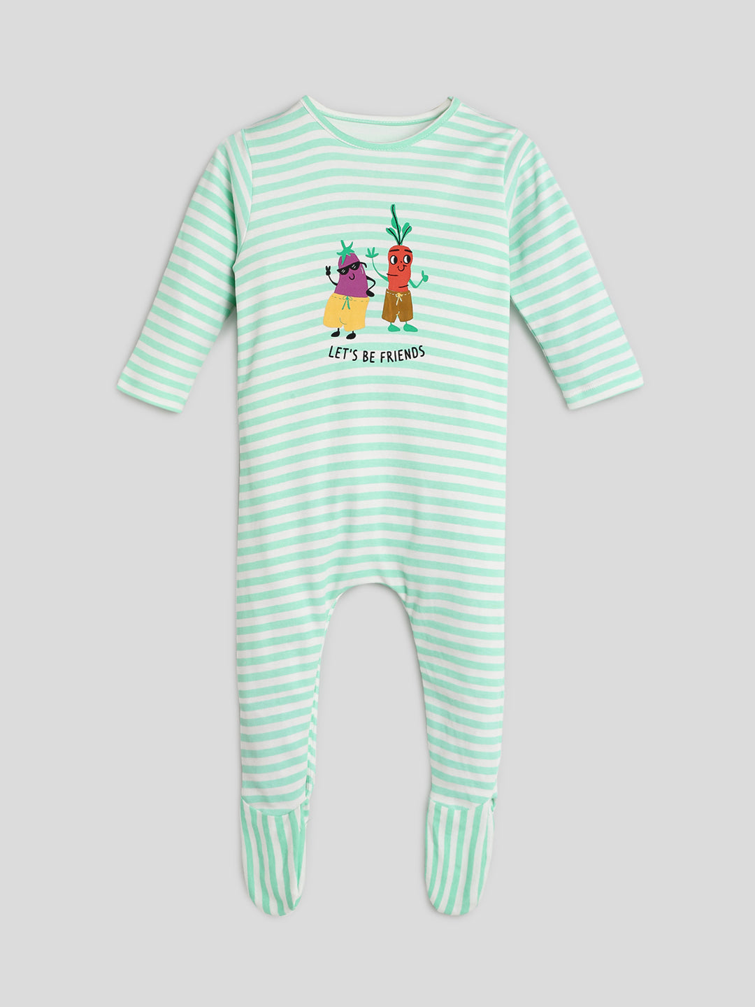 Eat Your Vegies Stripe Sleepsuit Somersault