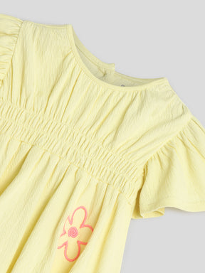 Yellow Embroidered Floral Dress Somersault
