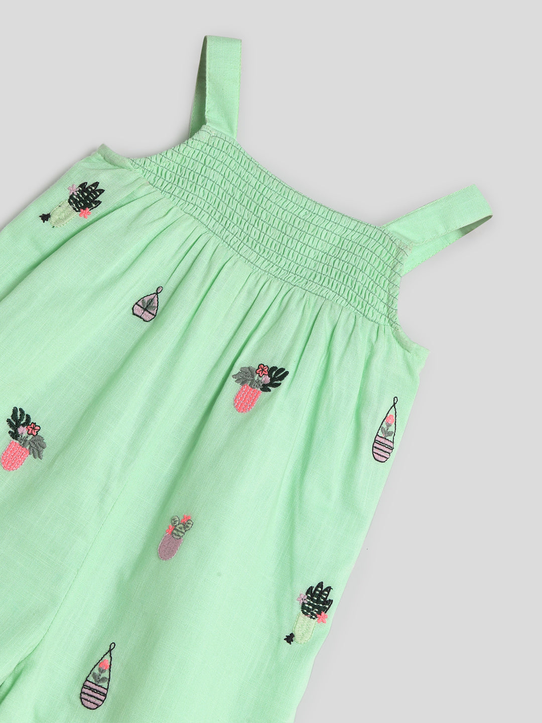 Green Embroidered Vase Romper Somersault