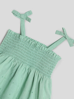 Green Smocked Schiffli Dress Somersault