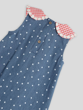 Denim Dress with Gingham Collar Somersault