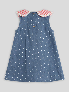 Denim Dress with Gingham Collar Somersault