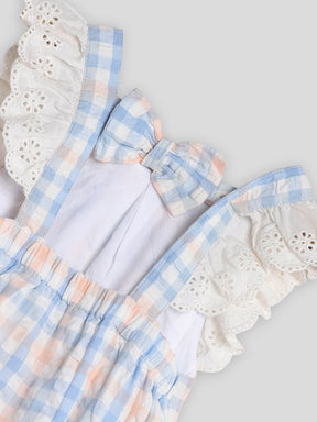 Blueberry Orange Checks Bodysuit with Hat Somersault