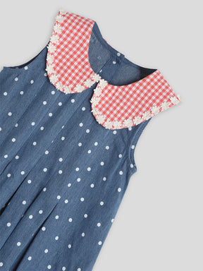 Denim Dress with Gingham Collar Somersault