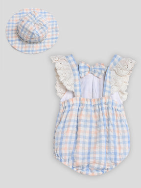 Blueberry Orange Checks Bodysuit with Hat Somersault