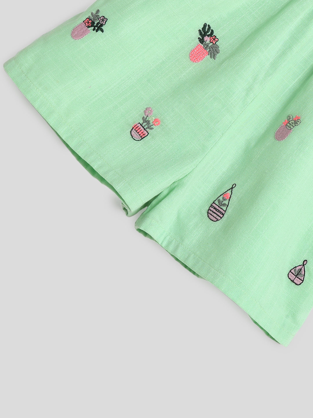 Green Embroidered Vase Romper Somersault