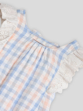 Blueberry Orange Checks Bodysuit with Hat Somersault