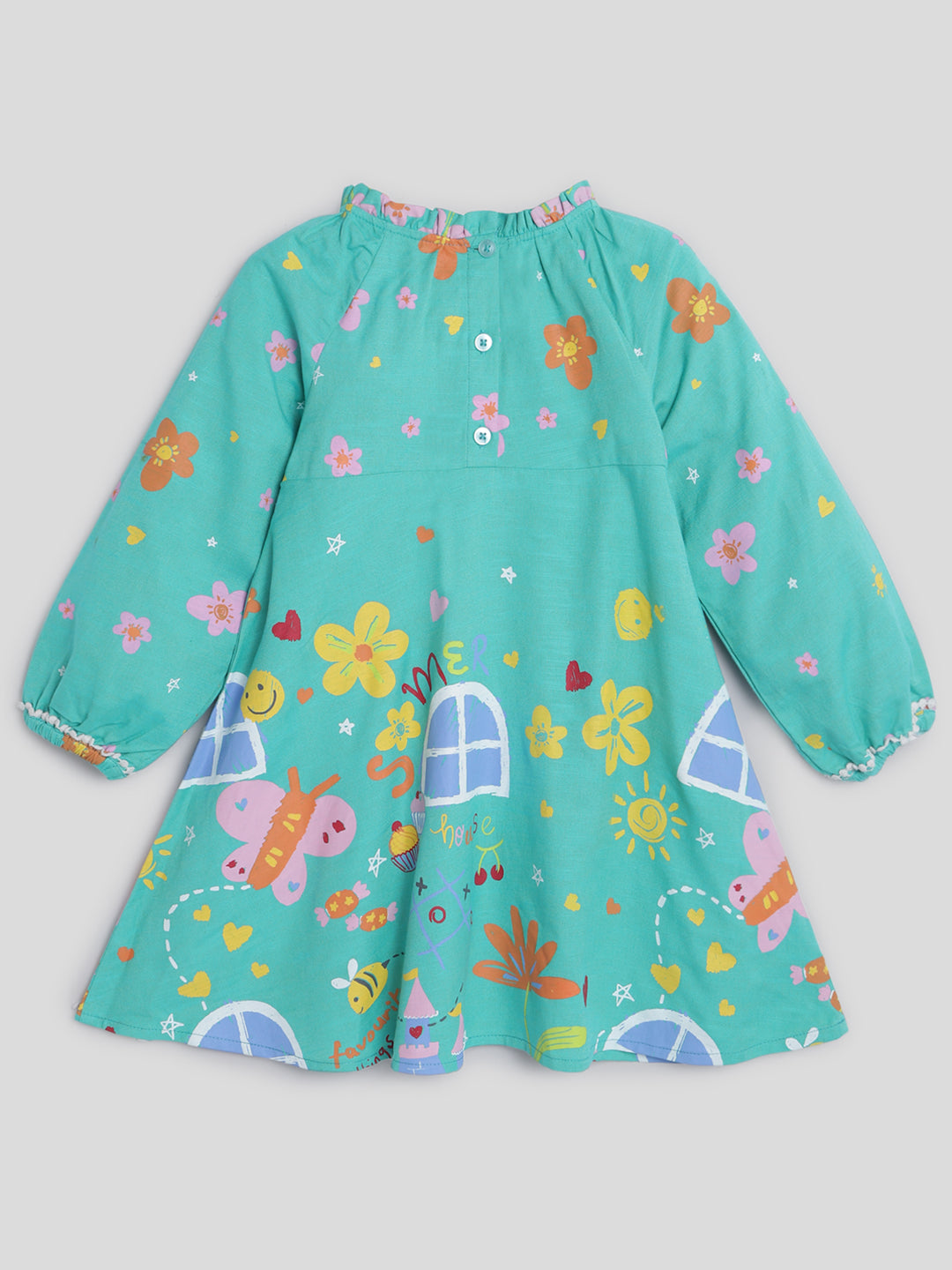 Printed Frill Trim Dress Somersault