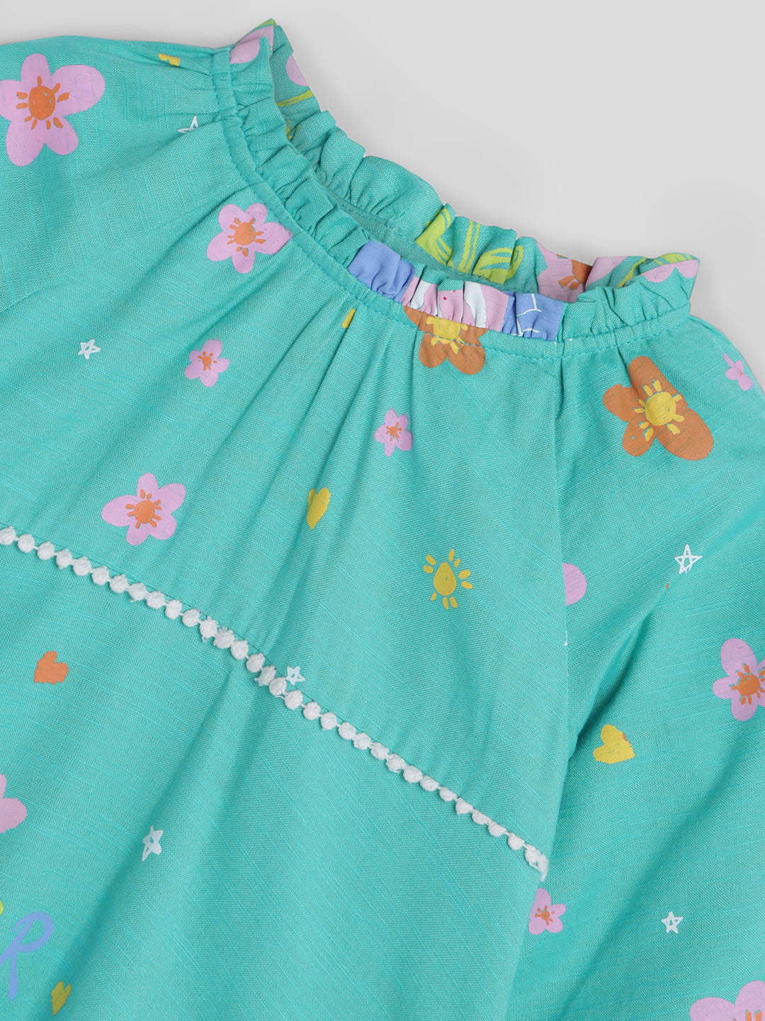 Printed Frill Trim Dress Somersault
