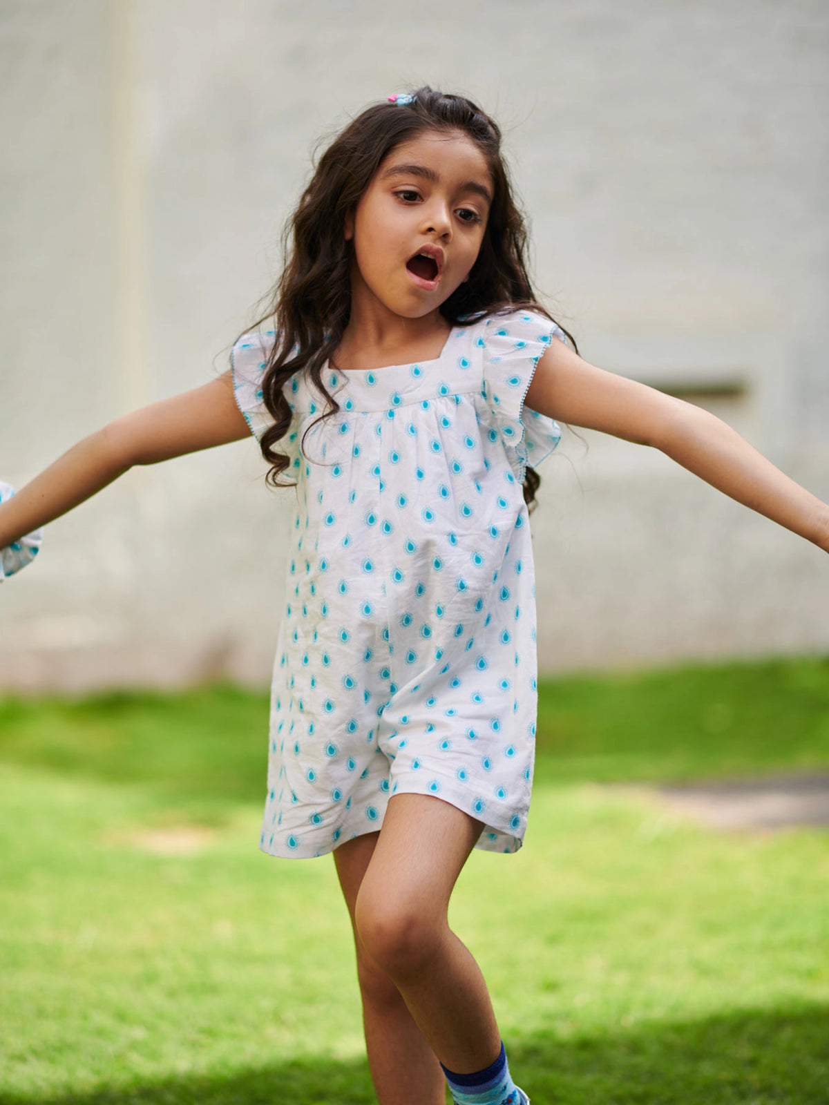 Blue Paisley Romper