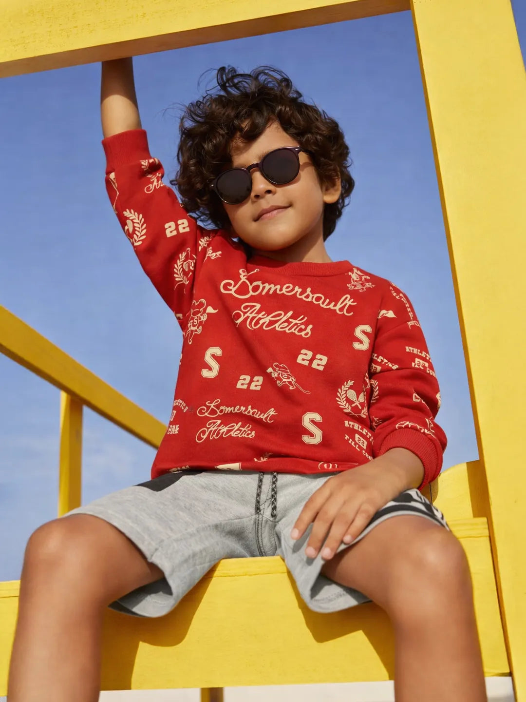 Red Athleisure Printed Sweatshirt