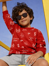 Red Athleisure Printed Sweatshirt